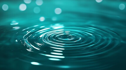 Ripples on tranquil water with a soothing turquoise hue and soft bokeh effects.