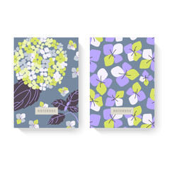 Cover design with floral pattern. For notebooks, planners, brochures, books, catalogs etc.