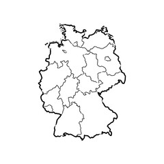 Germany map vector illustration, scribble sketch Republic of Germany map, Germany map silhouette