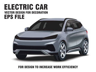 Electric car gray color on white background for decoration