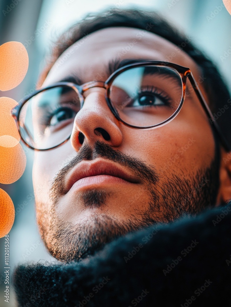 Sticker Person Wearing Glasses Close Up