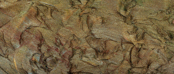 Naklejka premium Shimmering Bronze Texture of Paint Strokes with Abstract Patterns and Multicolored Shades