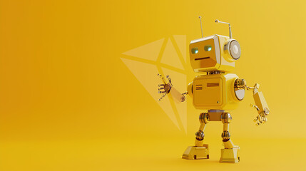 Adorable Robot Spreading Positivity: A Cute Machine Pointing to the Stars