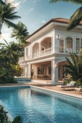 Fototapeta premium Large white house with pool