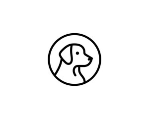 Minimalist Dog  Outline logo design icon symbol vector illustration.