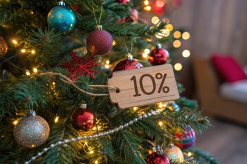 Christmas tree decorations with 10 percent discount tag sale 