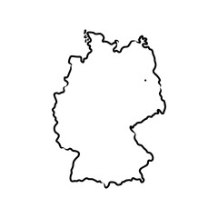 Germany map vector illustration, scribble sketch Republic of Germany map, Germany map silhouette