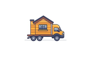 Minimalist Illustration of a Tiny House on Wheels