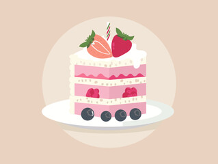 cake with cream and cherry