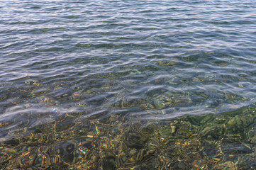 Water blue sea. Lake wave surface. Ocean texture abstract. Waves ripple reflection sunset.