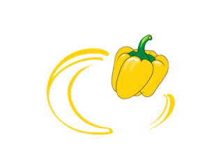 Yellow Bell Pepper with Abstract Swirl on Transparent Background