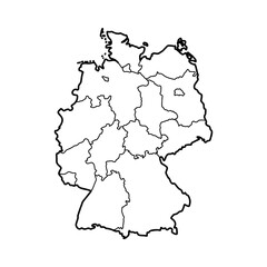 Germany map vector illustration, scribble sketch Republic of Germany map, Germany map silhouette