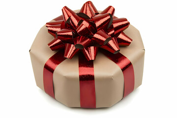 Obraz premium Gift Box Illustration Red Bow Beige