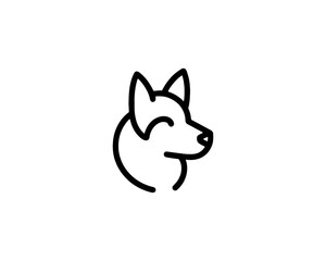 Minimalist Dog  Outline logo design icon symbol vector illustration.