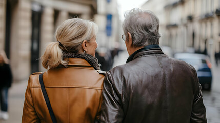 Fototapeta premium Romantic City Stroll Leather Jackets Photo