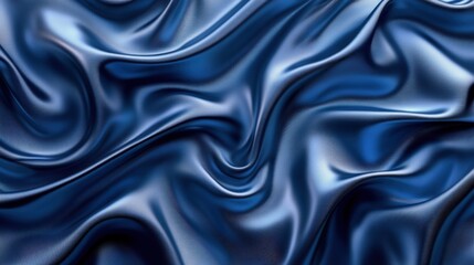 Obraz premium Close-up of elegant blue satin fabric with graceful folds and glossy texture.