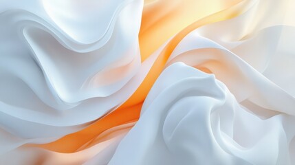 Obraz premium Flowing white and orange silk fabric creating a smooth and elegant abstract pattern.