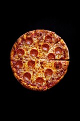 Pepperoni Pizza on Black Surface