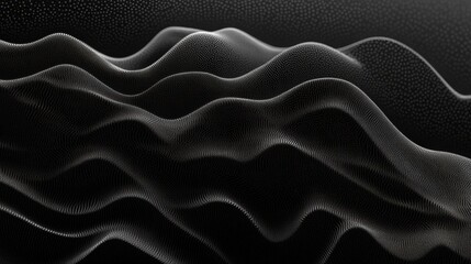 Obraz premium Abstract black and white 3D wave pattern with smooth, flowing textures and undulating curves.