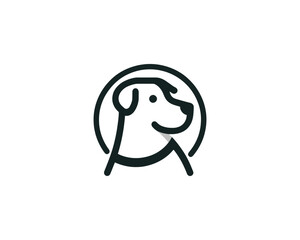 Minimalist Dog  Outline logo design icon symbol vector illustration.