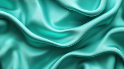 Obraz premium Close-up of luxurious teal satin fabric folds creating a flowing, elegant texture.