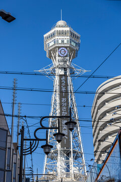Iconic tsutenkaku tower in osaka, japan