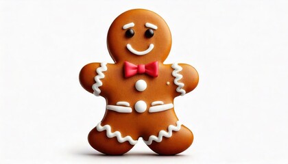 Gingerbread man Christmas decoration isolated on transparent or white background,