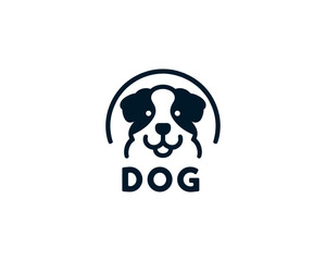 Dog Logo design template. Dog head icon. Vector illustration. Cartoon dog face logo. Animal logotype concept. 