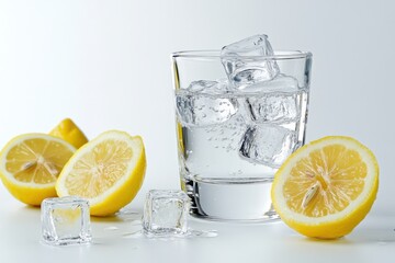 Ice-cold lemon water in a clear glass bright indoor environment capturing the essence of relaxation and wellness for optimal refreshment