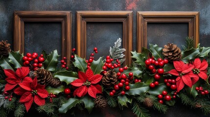 Fototapeta premium Holiday-themed photo frames isolated on white background. Generative AI