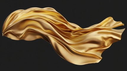 Obraz premium A flowing golden fabric captures light, creating a sense of elegance and luxury against a dark background.