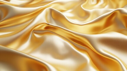Fototapeta premium Soft golden silk fabric draped elegantly, showcasing its luxurious texture and sheen.