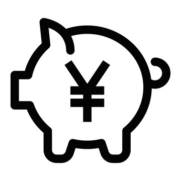 recommend clip art: Yen piggy bank vector icon in outline style. Editable stroke.