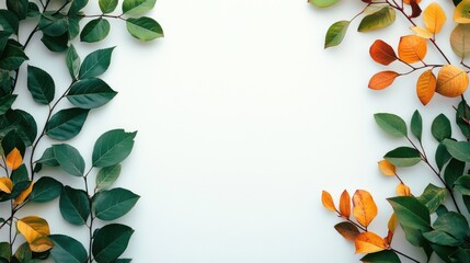 Naklejka premium White background with autumn leaves