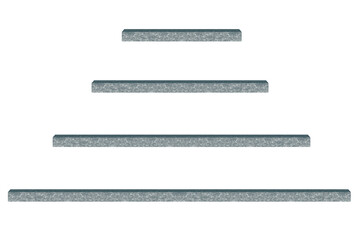 Short and long horizontal plastic beams. On isolated transparent background.