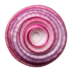 Red onion slices isolated on transparent background