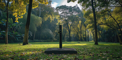 Big island like internet router in the park.