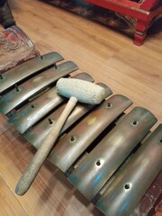 saron, traditional Indonesian musical instrument, commonly used in Javanese and Balinese gamelan orchestras.