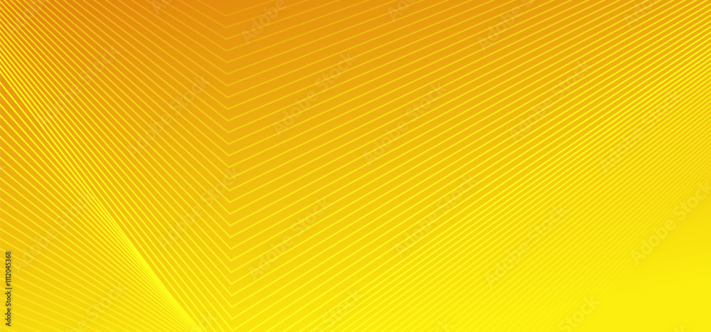 Poster Vivid yellow minimal curved lines abstract technology background. Vector minimalism geometry design