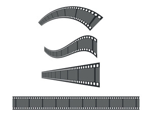 Film strip, ribbon shapes set. Film tape of various shapes. Vector illustration
