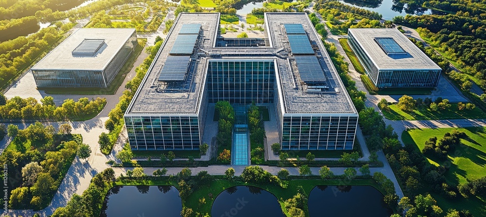 Poster Database or data center building. Hardware and software computing infrastructure system. Generative AI technology.	
