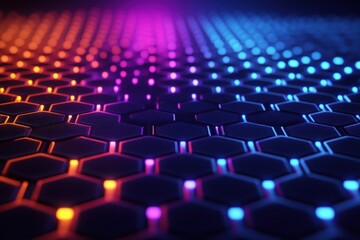 Obraz premium A colorful hexagonal pattern with lights on it