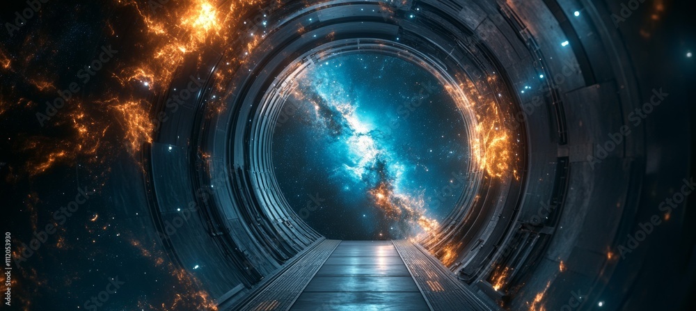 Wall mural space portal dimension teleport. generative ai technology.