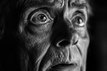 Obraz premium Person's face on black background