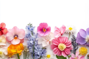 Obraz premium Set of Different Beautiful Flowers on White Background isolated on transparent. PNG.