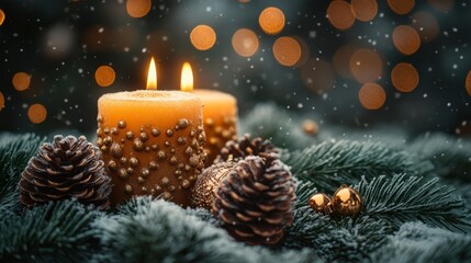 Earthy tones with snowy overlays New Year theme. Generative AI