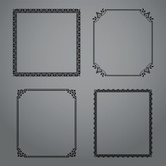 Set of decorative frames Elegant vector element for design in Eastern style, place for text. Floral black and gray borders. Lace illustration for invitations and greeting cards