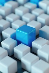 Obraz premium White Cubes with Blue Cube