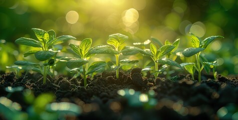 New Life Begins - A Close-Up of Fresh Green Sprouts in the Sunlight