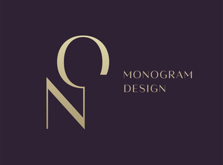 ON or NO letter logo icon design. Classic style luxury initials monogram.